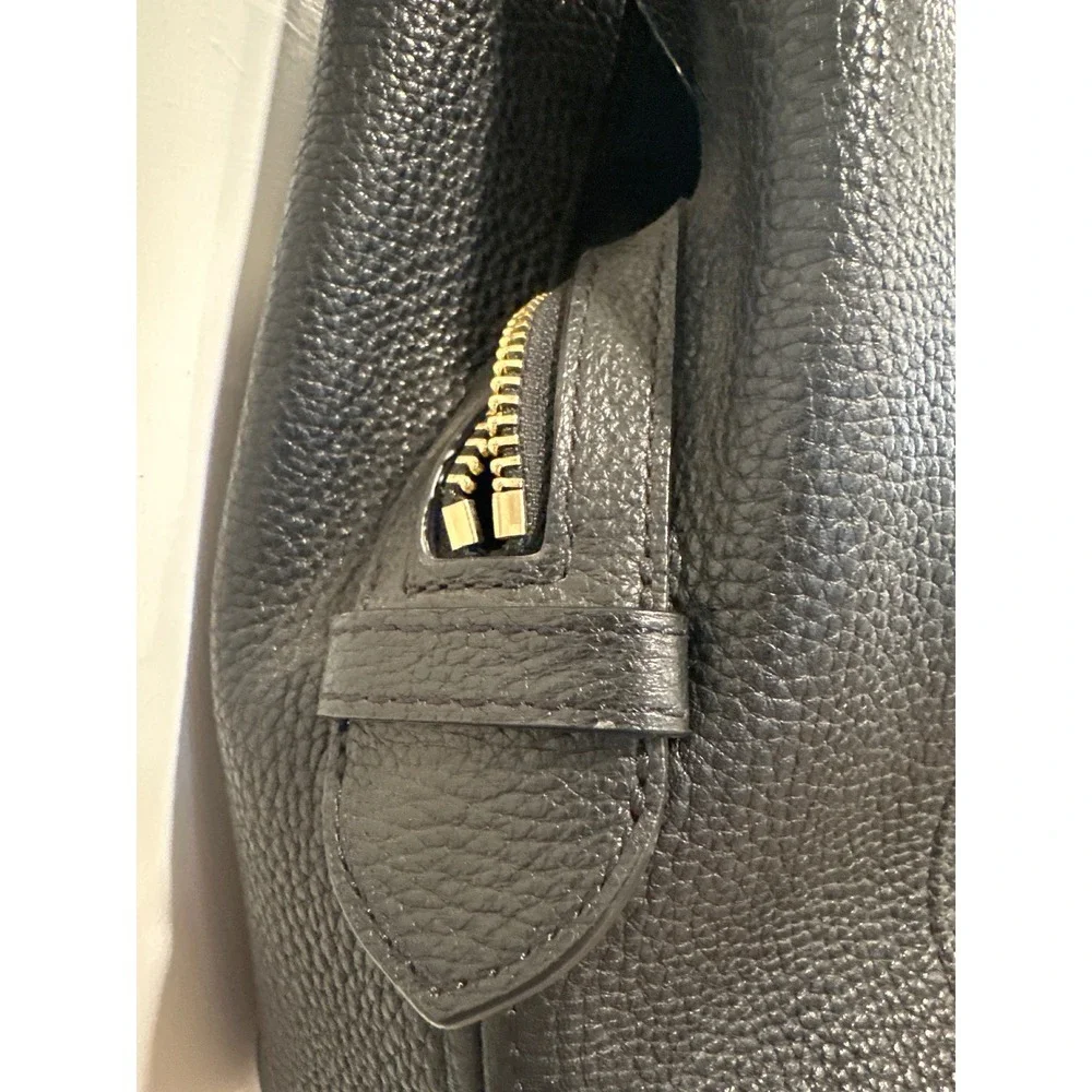 Kate Spade New York Pebble Leather Shoulder Bag Black purse Gold Hardware Leila - Picture 3 of 13